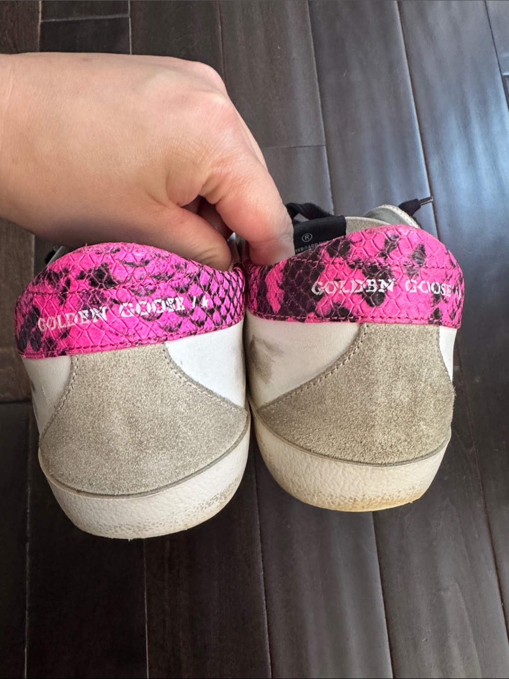 Golden Goose Superstar Sneakers Black Glitter Star Pink Heel Size 38 - Picture 8 of 9